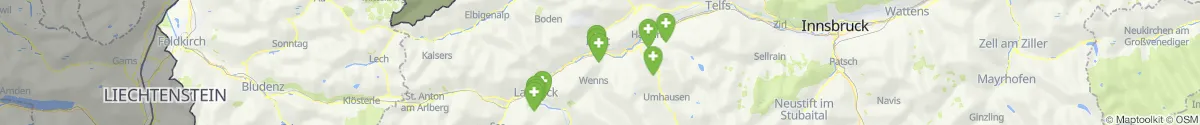 Kartenansicht für Apotheken-Notdienste in der Nähe von Jerzens (Imst, Tirol)